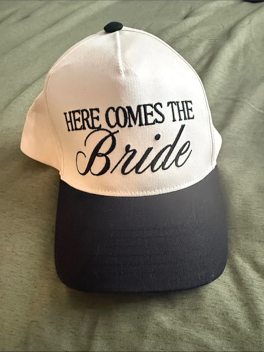 Here Comes The Bride Baseball Cap - White and Black - Unbranded
